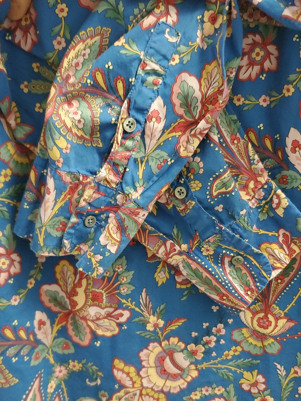 J. Crew X Liberty Fabric Flora Belle Ruffle Top Blue Floral Paisley Size 6 - Picture 10 of 12